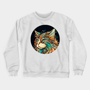 Cat Boho CAt Hippy Beautiful Lover Design Crewneck Sweatshirt